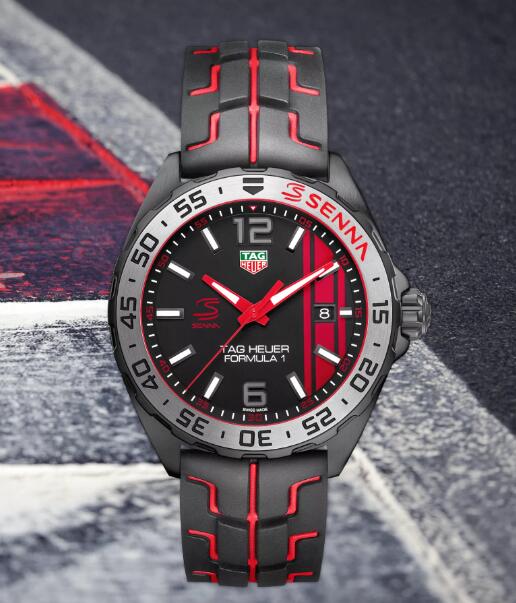 There are showy red elements applied to the whole black timepieces. 